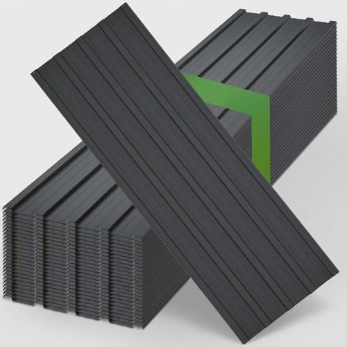 Galvanized Steel Roof Panels, 25-Piece Black Set (6.1 ft)