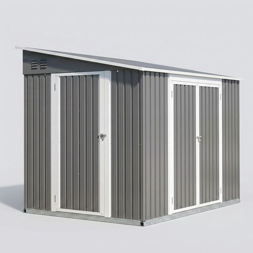 6x8 Lean-To Metal Storage Shed with Floor Frame