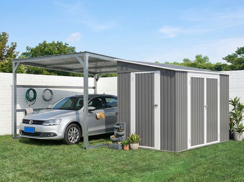 6x8 Lean-To Metal Storage Shed with Floor Frame