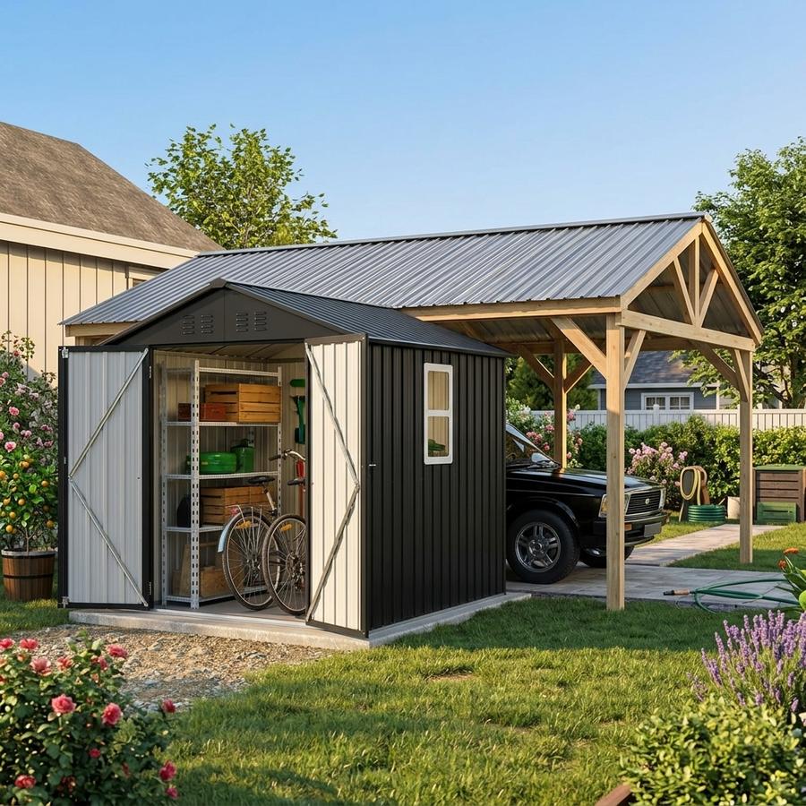 6x6 Metal Storage Shed with Window